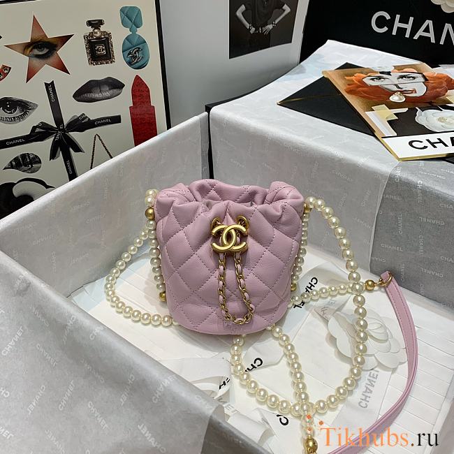 Chanel Beaded Mini Pearl Drawstring Bag Powder AS2529 Size 12 x 12 x 12 cm - 1