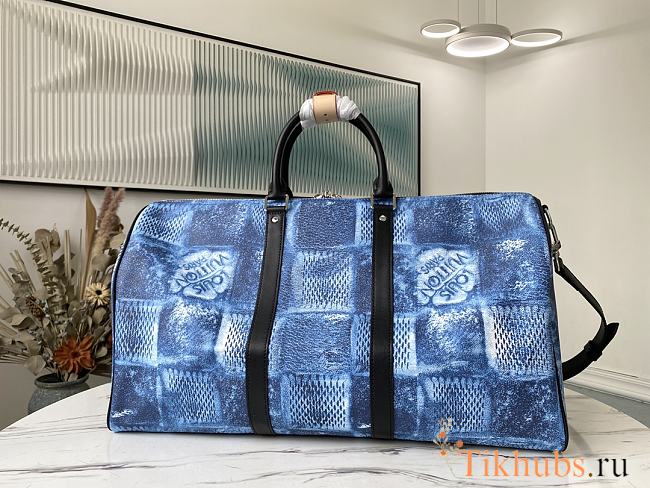 LV Keepall Bandoulière 50 Travel Bag Blue N50069 Size 50 x 29 x 23 cm - 1