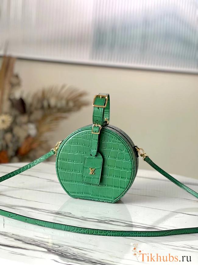 LV Petite Boite Chapeau Handbag Crocodile Pattern Green M43514 Size 17.5 x 16.5 x 7.5 cm - 1