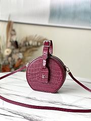 LV Petite Boite Chapeau Handbag Crocodile Pattern Dark Red M43514 Size 17.5 x 16.5 x 7.5 cm - 1