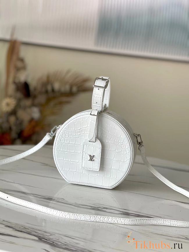 LV Petite Boite Chapeau Handbag Crocodile Pattern White M43514 Size 17.5 x 16.5 x 7.5 cm - 1