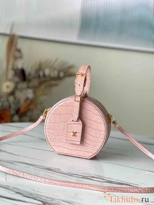 LV Petite Boite Chapeau Handbag Crocodile Pattern Light Pink M43514 Size 17.5 x 16.5 x 7.5 cm - 1