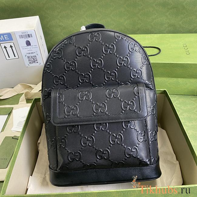  Gucci GG Embossed Backpack In Black Leather 658579 Size 27 × 37 × 13 cm - 1