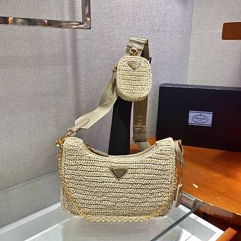 Prada Underarm Bag Beige 1BH204 Size 23 x 16 x 7 cm