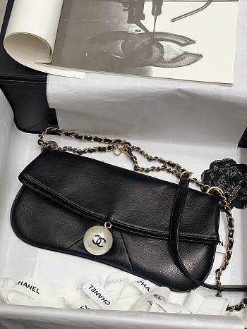 Chanel Underarm Pearl Bag Black