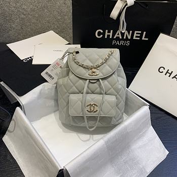 Chanel Backpack Light Gray AS1371 Size 21.5 x 24 x 12 cm