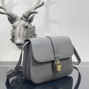 Celine Tabou Medium Smooth Calfskin Handbag Gray 3066 Size 22 x 16 x 7 cm - 6