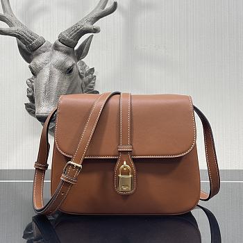 Celine Tabou Medium Smooth Calfskin Handbag Brown 3066 Size 22 x 16 x 7 cm