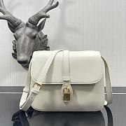 Celine Tabou Medium Smooth Calfskin Handbag White 3066 Size 22 x 16 x 7 cm - 1