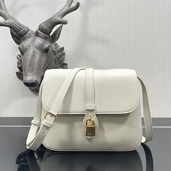 Celine Tabou Medium Smooth Calfskin Handbag White 3066 Size 22 x 16 x 7 cm
