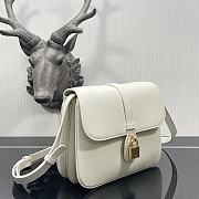 Celine Tabou Medium Smooth Calfskin Handbag White 3066 Size 22 x 16 x 7 cm - 5