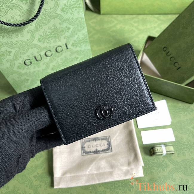 Gucci Black Card Case Wallet Black 456126 Size 11 x 9 x 3 cm - 1
