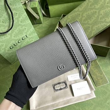 Gucci GG Marmont Leather Mini Chain Bag Grey 497985 Size 20 x 12.5 x 4 cm