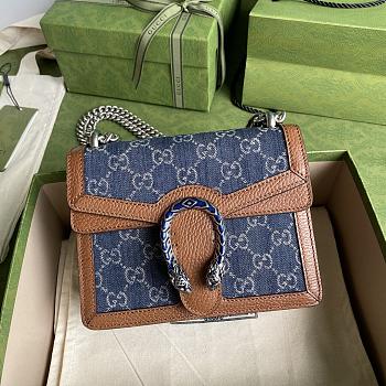 Gucci Dionysus Mini Bag In Blue And Ivory GG Denim 421970 Size 20 x 15.5 x 5 cm