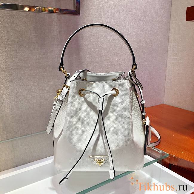 Prada Bucket Bag White 1BZ032 Size 22 x 22 x 14 cm - 1