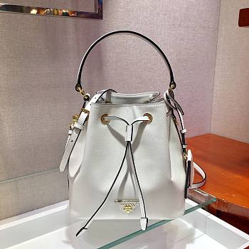 Prada Bucket Bag White 1BZ032 Size 22 x 22 x 14 cm