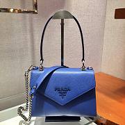 Prada Blue Saffiano Leather Monochrome Logo Top Handle Bag 1BA186 Size 24 x 17.5 x 11.5 cm - 1