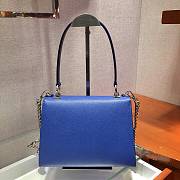 Prada Blue Saffiano Leather Monochrome Logo Top Handle Bag 1BA186 Size 24 x 17.5 x 11.5 cm - 6