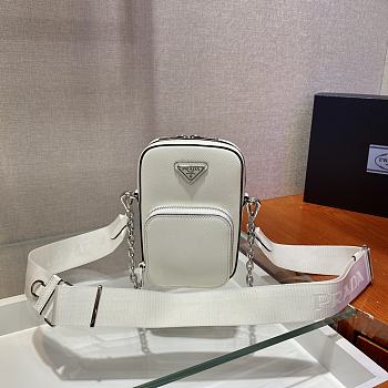 Prada Mini Handbag White 1BH183 Size 11 x 17.5 x 3.5 cm