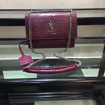 YSL Saint Laurent Flap Bag Red Wine Size 22 x 16 x 8 cm