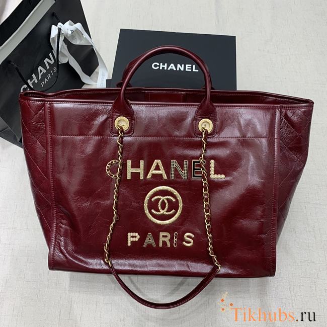 Chanel Shopping Bag Red Wine Size 40 x 31 x 21 cm - 1