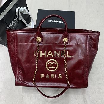 Chanel Shopping Bag Red Wine Size 40 x 31 x 21 cm