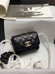 Chanel Pearl Chain Flap Bag Black Small Size 12 cm - 1