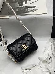 Chanel Pearl Chain Flap Bag Black Small Size 12 cm - 5