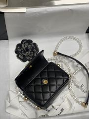 Chanel Pearl Chain Flap Bag Black Small Size 12 cm - 4