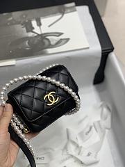 Chanel Pearl Chain Flap Bag Black Small Size 12 cm - 3