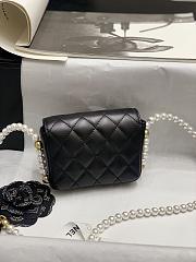 Chanel Pearl Chain Flap Bag Black Small Size 12 cm - 2
