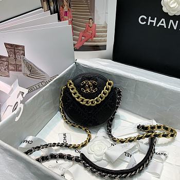 Chanel Round Cake Chain Black Bag 81063 Size 12 cm