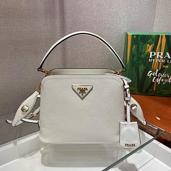 Prada Matinee Handbag White 1BA286 Size 21 x 16.5 x 9.5 cm