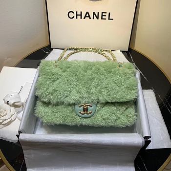 Chanel Wool Flap Bag Green Bag Size 25 cm