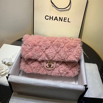 Chanel Wool Flap Bag Pink Bag Size 25 cm