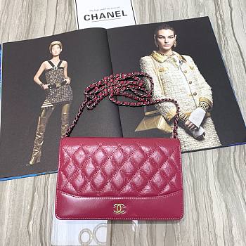 Chanel Woc Calfskin Chain Bag Dark Pink 88615 Size 19 x 13.5 x 3.5 cm