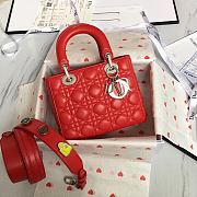 Lady Dior Red Silver Lambskin Size 20 x 17 x 9 cm - 1