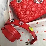 Lady Dior Red Silver Lambskin Size 20 x 17 x 9 cm - 2