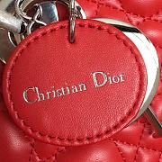 Lady Dior Red Silver Lambskin Size 20 x 17 x 9 cm - 3