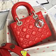 Lady Dior Red Silver Lambskin Size 20 x 17 x 9 cm - 4