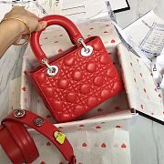 Lady Dior Red Silver Lambskin Size 20 x 17 x 9 cm - 6