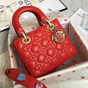 Lady Dior Red Gold Lambskin Size 20 x 17 x 9 cm - 2