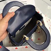 Lady Dior Dark Blue Gold Lambskin Size 20 x 17 x 9 cm - 6