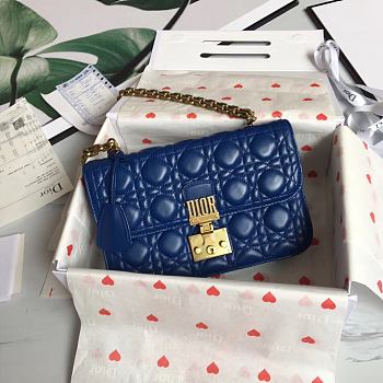 Dior Dioraddict Lambskin Flap Handbag Blue Size 24 x 16 x 8 cm