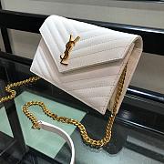 YSL Saint Laurent Caviar Ball Chain Shoulder Bag White Size 19 × 12.5 × 4 cm - 2