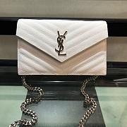 YSL Saint Laurent Caviar Ball Chain Shoulder Bag White Silver Lock Size 19 × 12.5 × 4 cm - 1