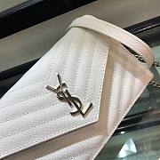 YSL Saint Laurent Caviar Ball Chain Shoulder Bag White Silver Lock Size 19 × 12.5 × 4 cm - 6