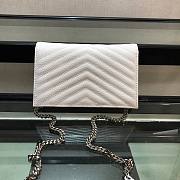 YSL Saint Laurent Caviar Ball Chain Shoulder Bag White Silver Lock Size 19 × 12.5 × 4 cm - 2