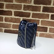 Gucci Leather GG Marmont Mini Bucket Bag Blue 575163 Size 19 x 17 cm - 2