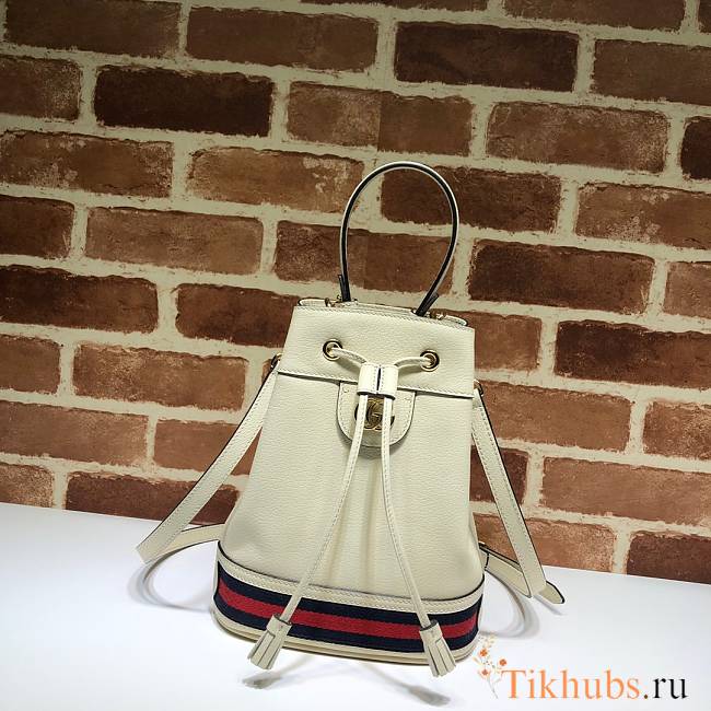 Gucci Ladies Ophidia Leather Bucket Bag In White 610846 Size 20.5 x 26 x 11 cm - 1